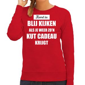 Rode foute kersttrui / sweater Kerst is blij kijken / kut cadeau outfit dames