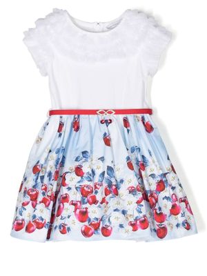 Monnalisa robe ceinturée à volants - Blanc