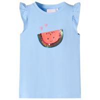 VidaXL Kindershirt met ruches aan de mouwen 140 lichtblauw