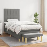Boxspring met matras stof donkergrijs 90x190 cm