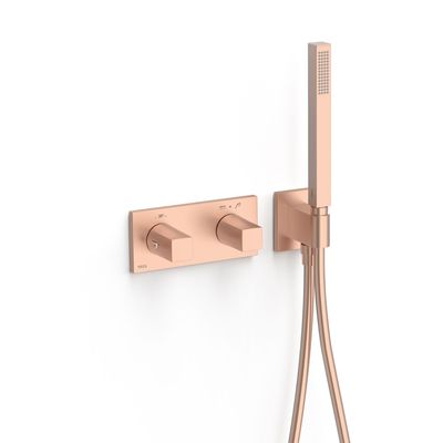 Douchekraan Tres B-System | Inbouw | Thermostaatkraan | Excl.Inbouwdeel | 2-weg | Rechthoek | 24k Rose goud mat