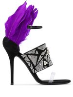 Giuseppe Zanotti sandales Talia à détails de plumes - Noir