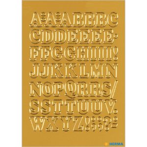 Stickervellen 54x plak letters alfabet A-Z goud/folie 12 mm   -