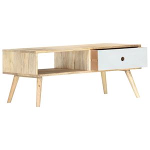 The Living Store Salontafel Massief Mangohout Bruin/Wit 90x50x40cm - Retro Stijl