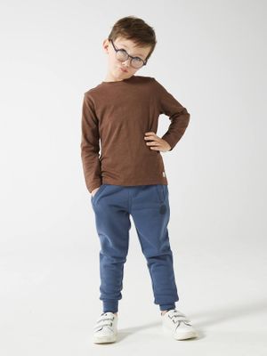 Joggingbroek van molton jongens donker leisteenblauw