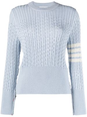 Thom Browne pull en maille pointelle à 4 bandes signature - Bleu Thom Browne pull en maille pointelle à 4 bandes signature - Bleu