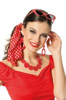 Accessoireset Rock and Roll Rood Vrouw 4-delig