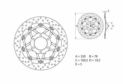 BREMBO Serie Oro remschijf, remschijven voor de moto, zwevend 78B40874