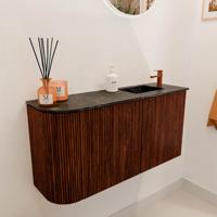 Toiletmeubel Mondiaz Joya Dlux | 81.6 cm | Meubelkleur Ruby | Faye wastafel Lava Wasbak Rechts | 1 kraangat