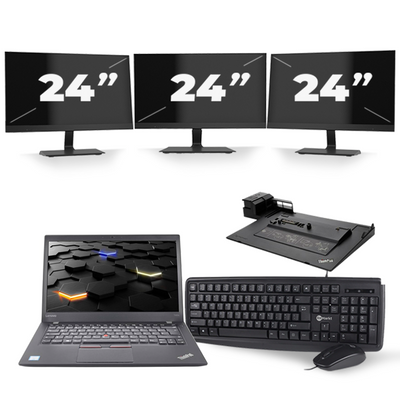 Lenovo ThinkPad T460s - Intel Core i5-6e Generatie - 14 inch - 8GB RAM - 256GB SSD - Windows 11 + 3x 24 inch Monitor