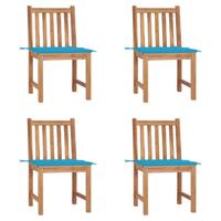 Tuinstoelen 4 st met kussens massief teakhout