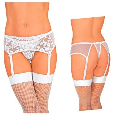 Jarretel Gordel Met Sexy String - Wit