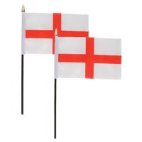 Engeland St George - 4x - mini vlaggetje van 10 x 15 cm op stokje - Landen vlag - H27 cm