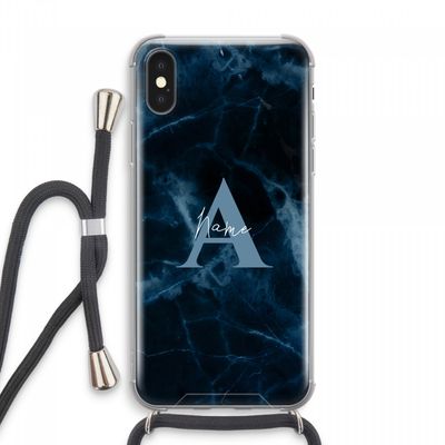 Midnight Marble: iPhone XS Max Transparant Hoesje met koord