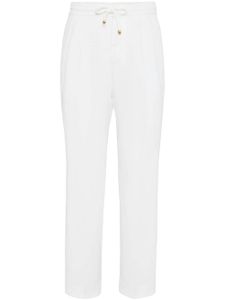 Brunello Cucinelli pantalon en lin à lien de resserrage - Blanc