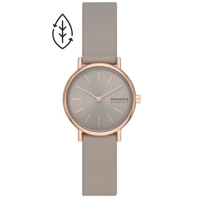 Skagen SKW3060 Horloge Signature Lille staal-leder rosekleurig-grijs 30 mm
