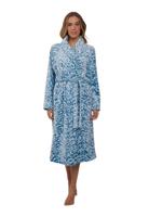 Dierenprint badjas dames - turquoise - fleece-(48-50) XL