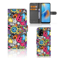 OPPO A74 4G Wallet Case met Pasjes Punk Rock