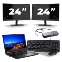 Fujitsu Lifebook E549 - Intel Core i3-8e Generatie - 14 inch - 8GB RAM - 256GB SSD - Windows 11 Home + 2x 24 inch Monitor