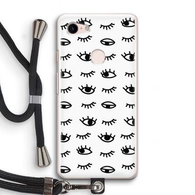 Eye pattern #2: Pixel 3 Transparant Hoesje met koord