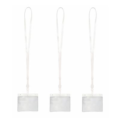 Badgehouders/naamkaarthouders - 30x - met wit keycord/lanyard - plastic - beurs/feest