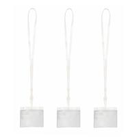 Badgehouders/naamkaarthouders - 30x - met wit keycord/lanyard - plastic - beurs/feest
