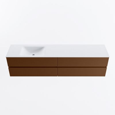 MONDIAZ VICA 200cm badmeubel onderkast Rust 4 lades. Wastafel CLOUD links 1 kraangat, kleur Talc.