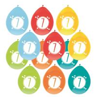 Haza party Ballonnen - 7 jaar - leeftijd verjaardag - 12x stuks - 30 cm - versiering - feestartikele