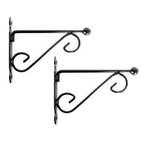 2x stuks muurhaken met dubbele sierkrul 20 x 16 cm - metaal - hanging basket haak