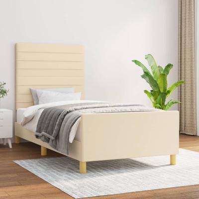 Bedframe zonder matras 80x200 cm stof crèmekleurig