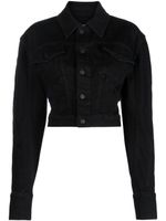 Mugler cropped denim jacket - Noir