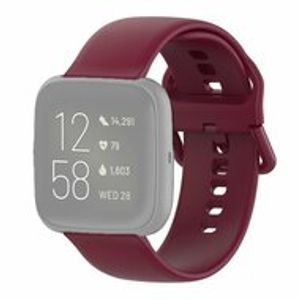 Fitbit Versa 1 / 2 & Lite siliconen sportbandje met gespsluiting - Wijnrood - Maat: Small