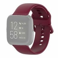 Fitbit Versa 1 / 2 & Lite siliconen sportbandje met gespsluiting - Wijnrood - Maat: Small