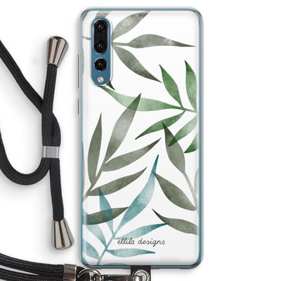 Tropical watercolor leaves: Huawei P20 Pro Transparant Hoesje met koord