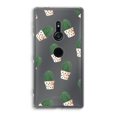 Cactusprint roze: Sony Xperia XZ2 Transparant Hoesje