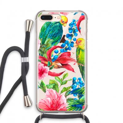 Papegaaien: iPhone 8 Plus Transparant Hoesje met koord