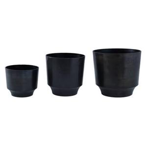 PTMD Carb Black casted aluminium round pot set of 3