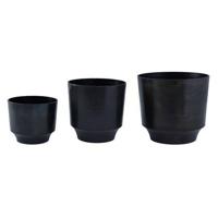 PTMD Carb Black casted aluminium round pot set of 3 - thumbnail