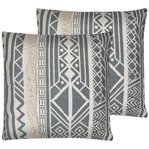 Beliani-LAURUS -Sierkussen set van 2-Grijs-45 x 45 cm-Polyester