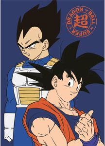 Dragon ball Fleecedeken Super Son Goku Y Vegeta 100 x 140 cm blauw