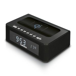 Stereo FM Wekkerradio Bluetooth®, USB en draadloze QI oplader Lenco CR-580BK Zwart