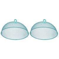 2x Vliegenkappen aqua groen voor voedsel 35 cm