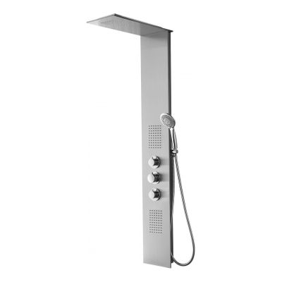 Douchepaneel Xellanz Ontario | Opbouw | 150x22 cm | Thermostaatkraan | 3-knops | Vierkant | Geborsteld staal
