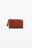 Middelgrote geborduurde portemonnee met lederlook - BROWN - U