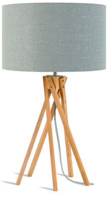Good&Mojo Tafellamp 'Kilimanjaro' Bamboe en Eco linnen, kleur Lichtgrijs