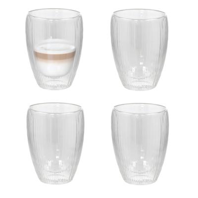 Gerimport Theeglazen Leya - 4x - dubbelwandig - 350 ml - D9 x H12 cm