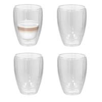 Gerimport Theeglazen Leya - 4x - dubbelwandig - 350 ml - D9 x H12 cm