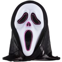 Halloween thema verkleed masker - Scream/Ghostface - volwassenen - met kap - met LED licht - Verkleedmaskers - thumbnail