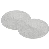 4x Ronde placemats/onderleggers zilver met glitter 38 cm