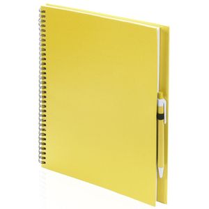 Schetsboek/tekenboek geel A4 formaat 80 vellen inclusief pen